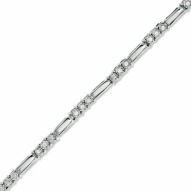 0.24 CT. T.W. Diamond Three Stone Station Bracelet in 10K White Gold|Peoples Jewellers