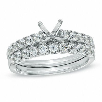 0.90 CT. T.W. Diamond Semi-Mount Bridal Set in 14K White Gold|Peoples Jewellers