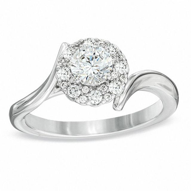 0.75 CT. T.W. Certified Canadian Diamond Frame Bypass Engagement Ring in 14K White Gold (I/I1)|Peoples Jewellers