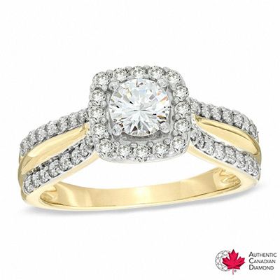 1.00 CT. T.W. Canadian Certified Diamond Split Shank Engagement Ring in 14K Gold|Peoples Jewellers