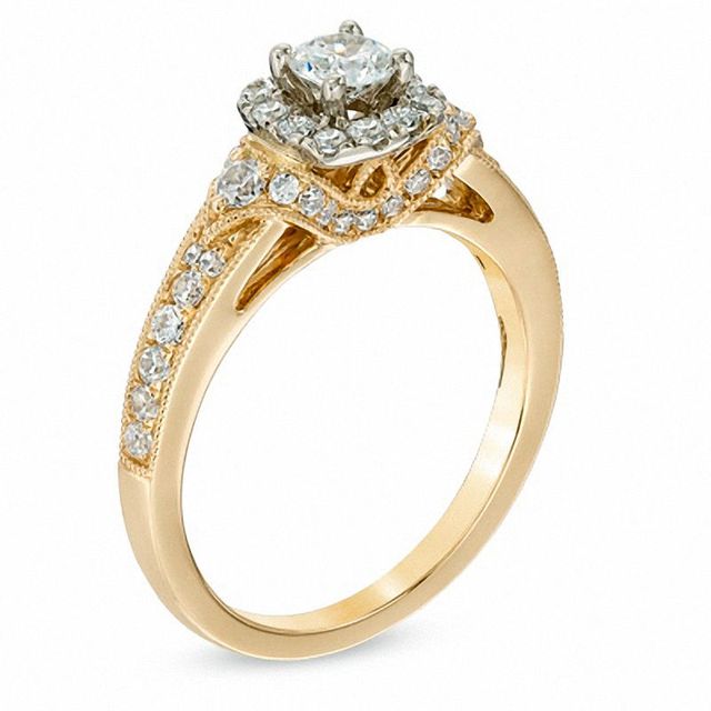 0.80 CT. T.W. Diamond Frame Vintage-Style Engagement Ring in 14K Gold|Peoples Jewellers