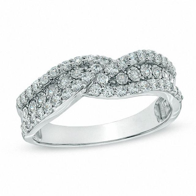 0.45 CT. T.W. Diamond Layered Waves Anniversary Band in 14K White Gold|Peoples Jewellers