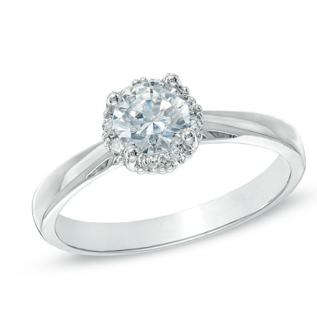 0.70 CT. T.W. Certified Canadian Diamond Frame Engagement Ring in 14K White Gold (I/I1)