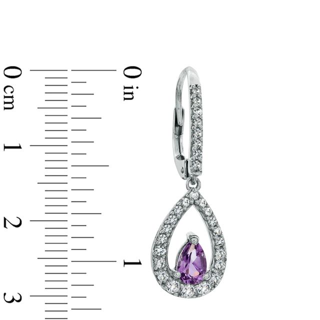 Pear-Shaped Amethyst and White Lab-Created Sapphire Earrings in Sterling Silver|Peoples Jewellers