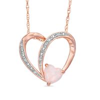6.0mm Heart-Shaped Lab-Created Opal and White Sapphire Heart Pendant in Sterling Silver with 14K Rose Gold Plate|Peoples Jewellers