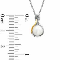 6.5-7.0mm Freshwater Cultured Pearl and Diamond Accent Pendant in Sterling Silver and 14K Gold Plate|Peoples Jewellers