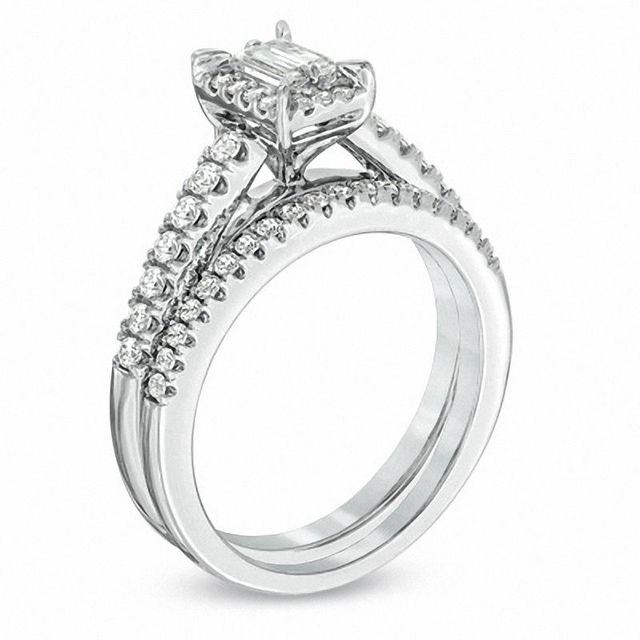 0.60 CT. T.W. Baguette Diamond Frame Bridal Set in 14K White Gold|Peoples Jewellers