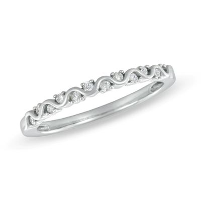 0.10 CT. T.W. Diamond Wavy Anniversary Band in 10K White Gold|Peoples Jewellers