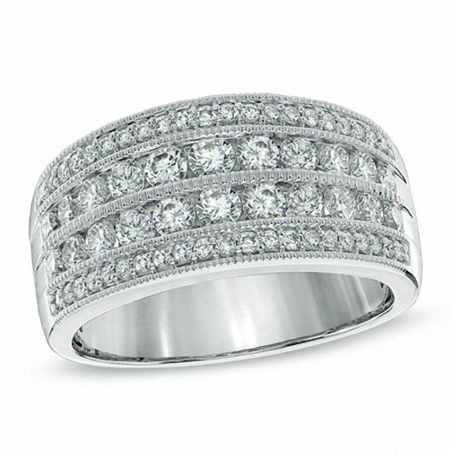 1.00 CT. T.W. Diamond Multi-Row Anniversary Band in 14K White Gold