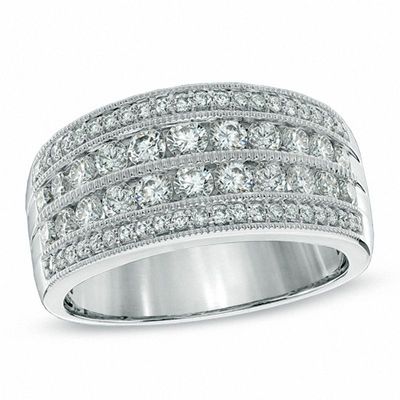 1.00 CT. T.W. Diamond Multi-Row Anniversary Band in 14K White Gold|Peoples Jewellers