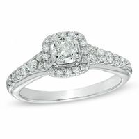 1.00 CT. T.W. Certified Cushion-Cut Diamond Frame Engagement Ring in 14K White Gold (I/I1)|Peoples Jewellers