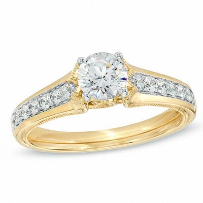 0.95 CT. T.W. Diamond Vintage-Style Engagement Ring in 14K Gold|Peoples Jewellers