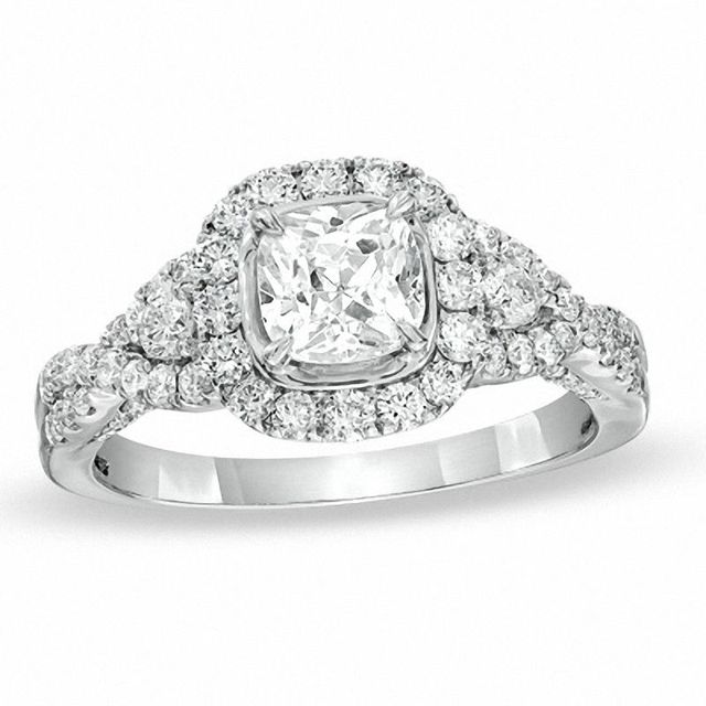 1.75 CT. T.W. Certified Cushion-Cut Diamond Frame Ring in 14K White Gold (I/I1)|Peoples Jewellers