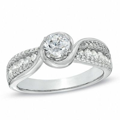 1.00 CT. T.W. Diamond Bypass Engagement Ring in 14K White Gold|Peoples Jewellers