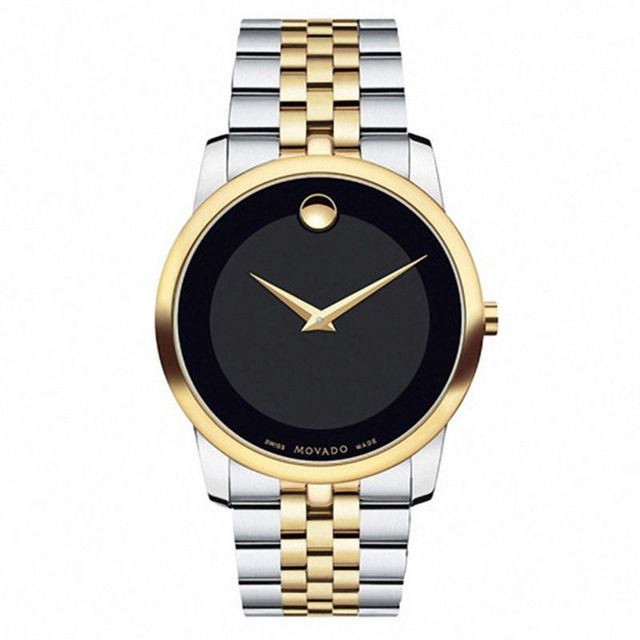 Men's Movado Museum® Classic Two-Tone PVD Watch with Black Dial (Model: 0607200)|Peoples Jewellers