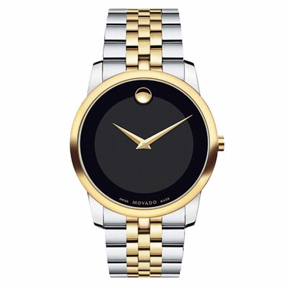 Men's Movado Museum® Classic Two-Tone PVD Watch with Black Dial (Model: 0607200)|Peoples Jewellers