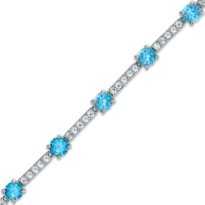 Swiss Blue Topaz and White Topaz Bracelet in Sterling Silver - 7.25"|Peoples Jewellers