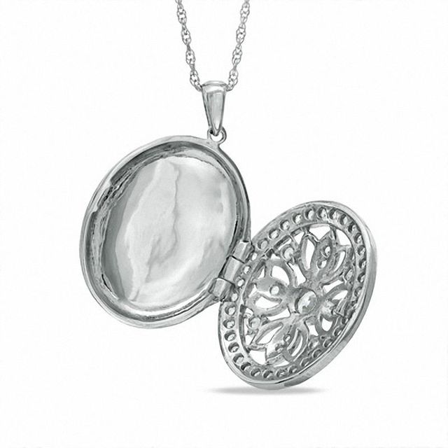 Lab-Created White Sapphire Oval Locket Pendant in Sterling Silver|Peoples Jewellers