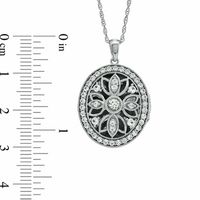 Lab-Created White Sapphire Oval Locket Pendant in Sterling Silver|Peoples Jewellers