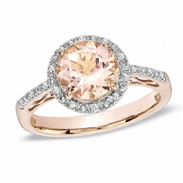 8.0mm Morganite and Diamond Accent Ring in 10K Rose Gold|Peoples Jewellers