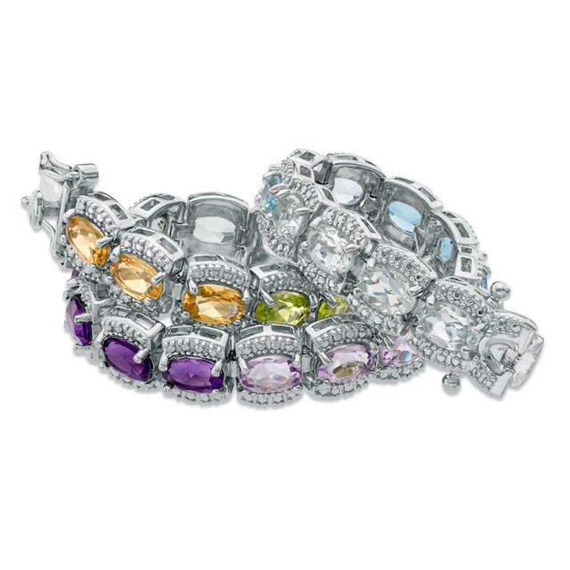 Multi-Gemstone Bracelet in Sterling Silver - 7.5"|Peoples Jewellers