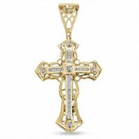 Men's 0.51 CT. T.W. Diamond Cross Necklace Charm in 10K Gold|Peoples Jewellers