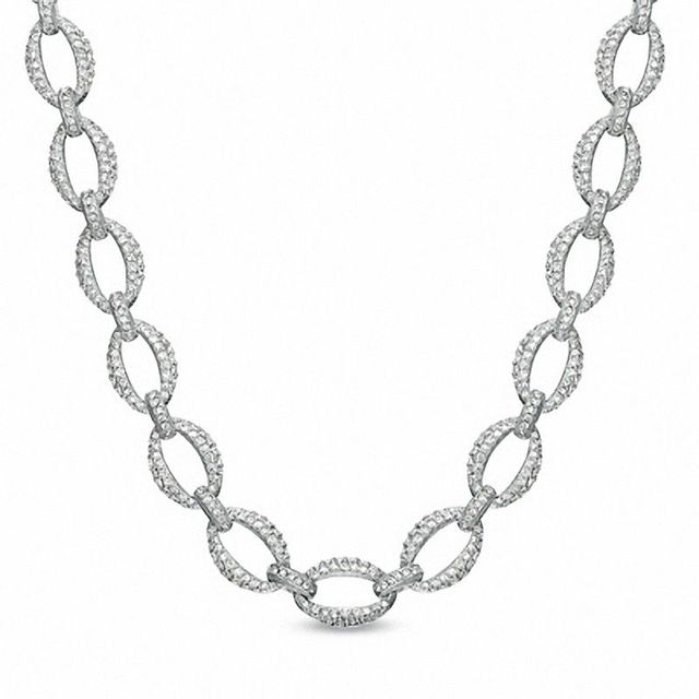 AVA Nadri Crystal Open Link Necklace in White Rhodium Brass - 16"|Peoples Jewellers