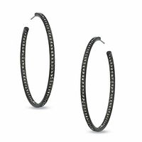 AVA Nadri Crystal Inside-Out Hoop Earrings in Hematite Grey Plated Brass|Peoples Jewellers