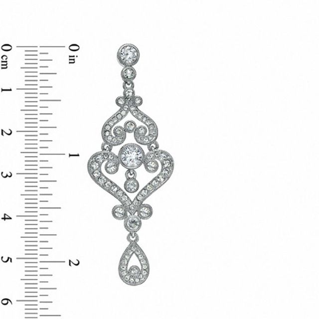 AVA Nadri Crystal Chandelier Earrings in White Rhodium Brass|Peoples Jewellers