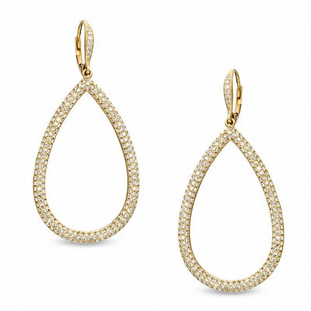 AVA Nadri Pavé Crystal Teardrop Earrings in Brass with 18K Gold Plate|Peoples Jewellers