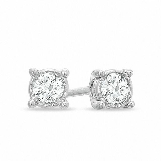 0.25 CT. T.W. Diamond Miracle-Set Stud Earrings in 10K White Gold|Peoples Jewellers