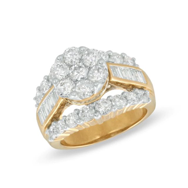4.00 CT. T.W. Diamond Cluster Engagement Ring in 14K Gold|Peoples Jewellers