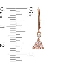 5.0mm Trillion-Cut Morganite and Diamond Accent Drop Earrings in 10K Rose Gold|Peoples Jewellers