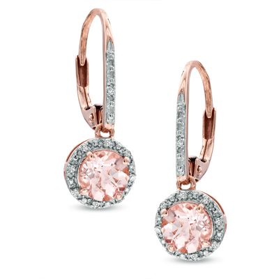 6.0mm Morganite and Diamond Accent Earrings in 10K Rose Gold|Peoples Jewellers