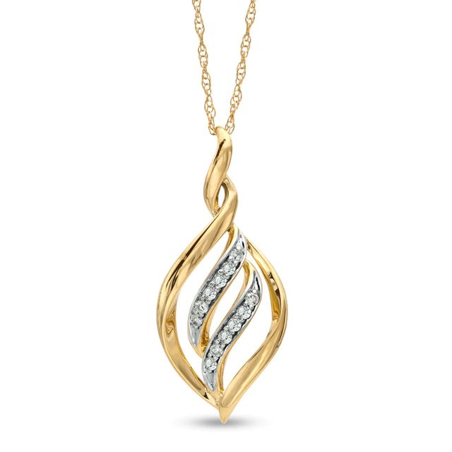 0.10 CT. T.W. Diamond Open Flame Pendant in 10K Gold|Peoples Jewellers