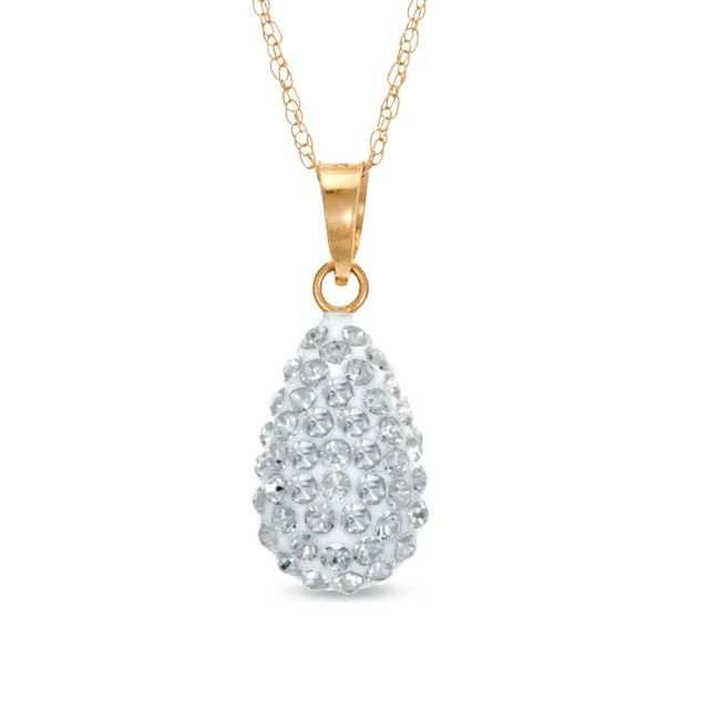 Crystal Teardrop Pendant in 14K Gold