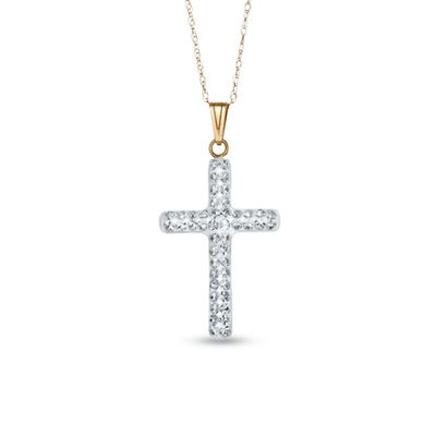 Crystal Cross Pendant in 14K Gold|Peoples Jewellers