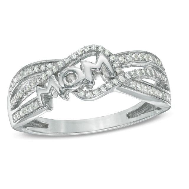 0.20 CT. T.W. Diamond "MOM" Ring in Sterling Silver|Peoples Jewellers
