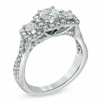 Vera Wang Love Collection 0.95 CT. T.W. Diamond Three Stone Twist Shank Engagement Ring in 14K White Gold|Peoples Jewellers