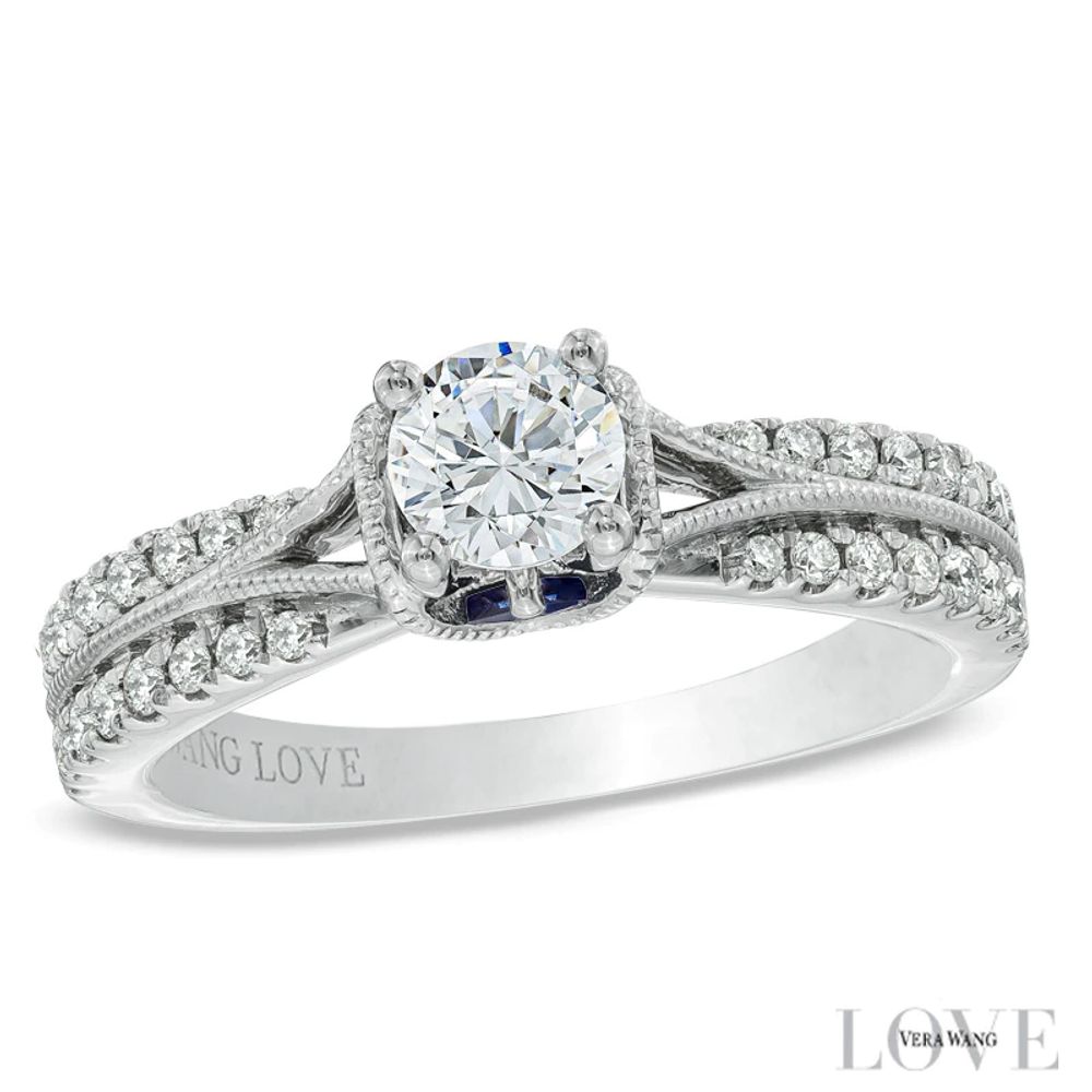 Vera Wang Love Collection 0.70 CT. T.W. Diamond Split Shank Engagement Ring in 14K White Gold|Peoples Jewellers