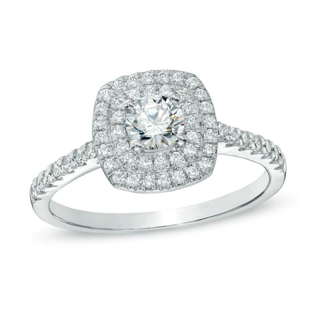 0.71 CT. T.W. Certified Canadian Diamond Frame Engagement Ring in 14K White Gold (I/I1)|Peoples Jewellers
