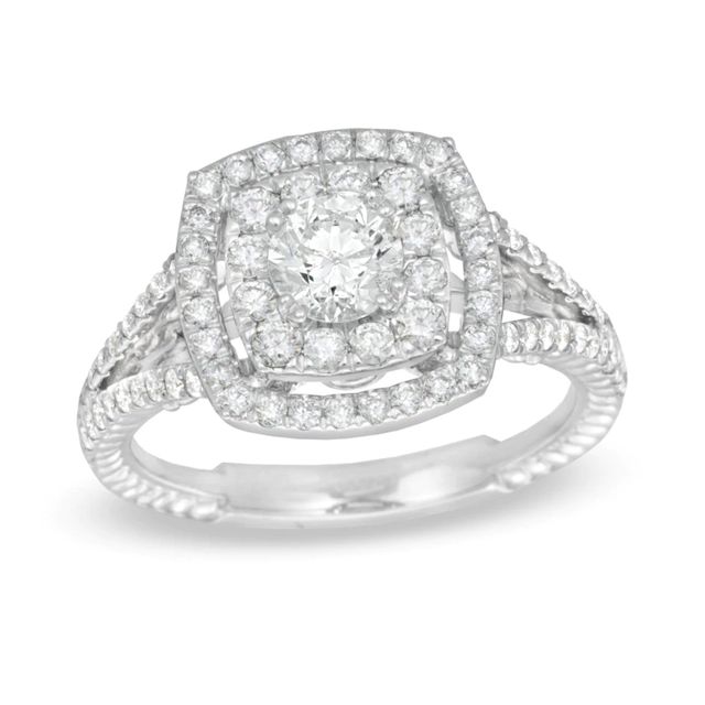 1.25 CT. T.W. Canadian Certified Diamond Split Shank Engagement Ring in 14K White Gold (I/I1)