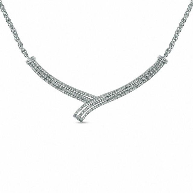 0.19 CT. T.W. Diamond Chevron Necklace in Sterling Silver - 16"|Peoples Jewellers