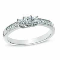0.50 CT. T.W. Princess-Cut Diamond Three Stone Engagement Ring in 10K White Gold|Peoples Jewellers