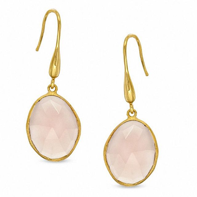 Piara™ Oval Pink Chalcedony Earrings in Sterling Silver with 18K Gold Plate|Peoples Jewellers