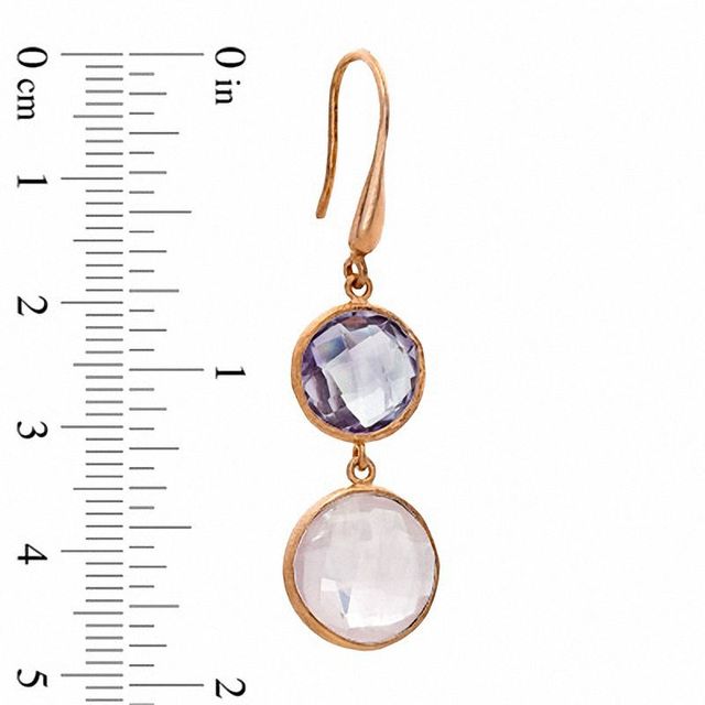 Piara™ Rose Quartz and Amethyst Drop Earrings in Sterling Silver with 18K Rose Gold Plate|Peoples Jewellers