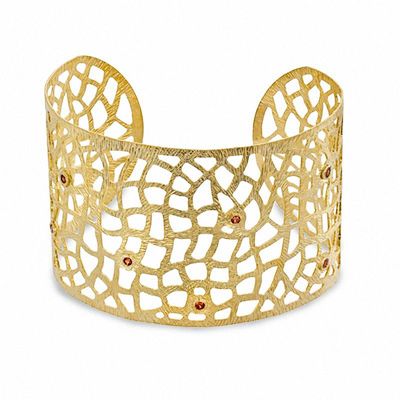 Piara™ Garnet Filigree Cuff Bracelet in Sterling Silver with 18K Gold Plate|Peoples Jewellers