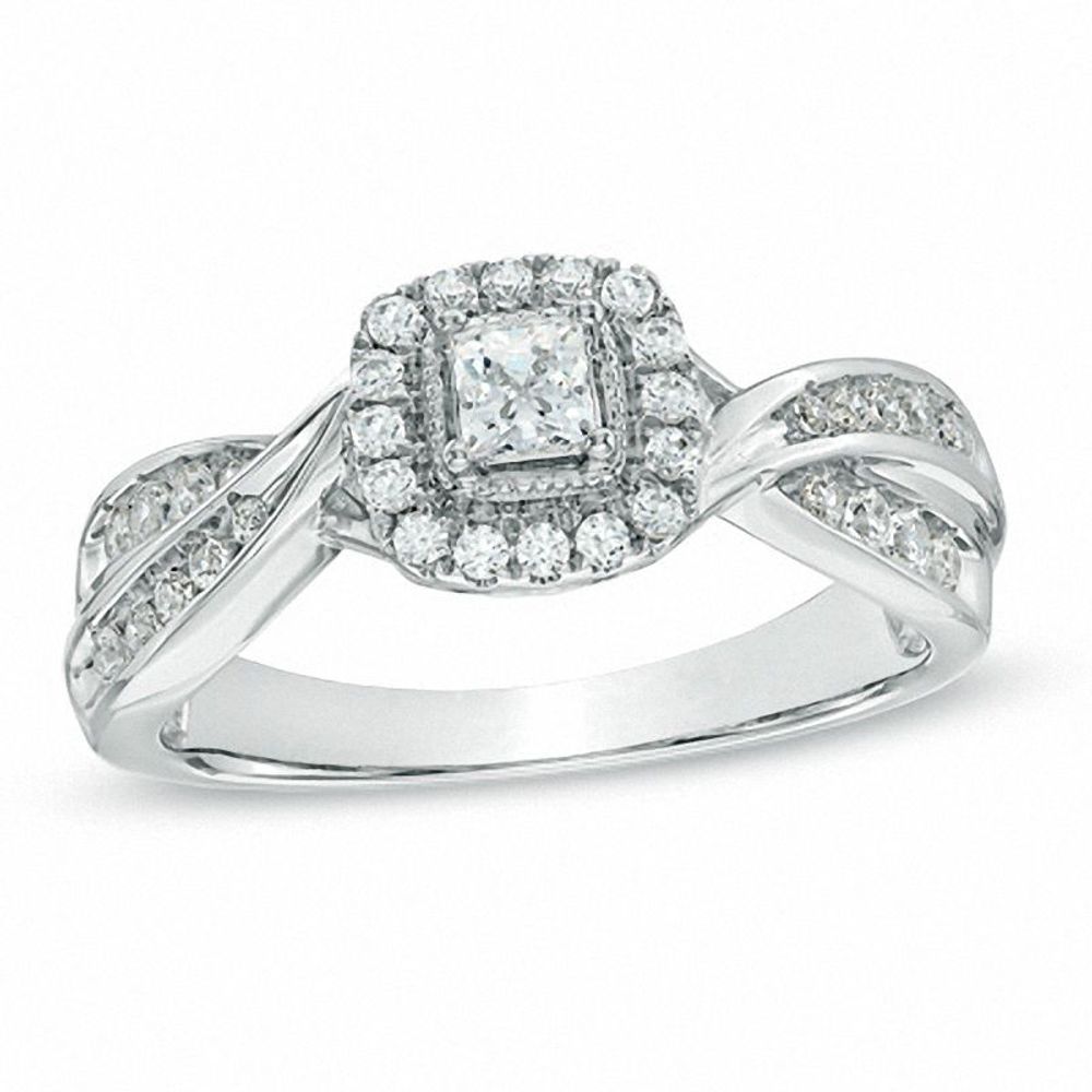 0.50 CT. T.W. Princess-Cut Diamond Frame Engagement Ring in 10K White Gold|Peoples Jewellers