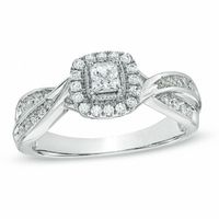 0.50 CT. T.W. Princess-Cut Diamond Frame Engagement Ring in 10K White Gold|Peoples Jewellers