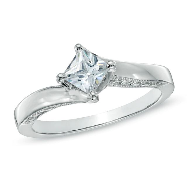 0.75 CT. T.W. Princess-Cut Diamond Bypass Engagement Ring in 14K White Gold